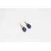 Earrings Vintage 925 Sterling Silver Lapis Lazuli Stone Women Wax Inside D490